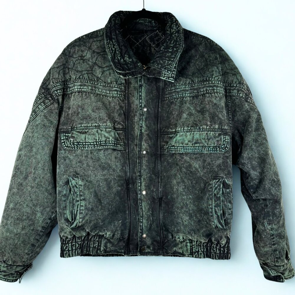 Vintage 90s Black Acid Wash Bomber Jacket – Urban Equipment, Men’s XL